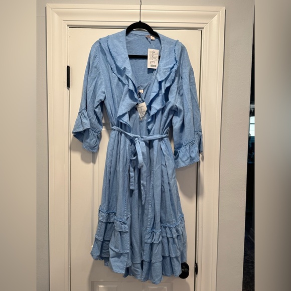 Anthropologie Light Blue Nightgown Dress with Matching Robe - NWT